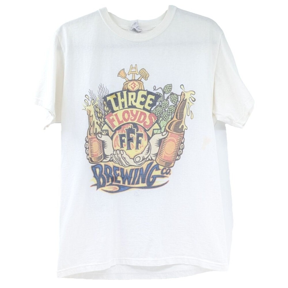 Three Floyds FFF Brewing Co. White Cotton T-Shirt Men's Size Medium